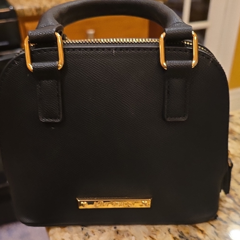 Betsey Johnson Black Mini Bag with Gold Details